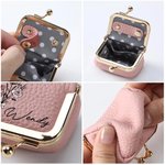 Personalised Birth Flower Portable Genuine Leather Mini Jewellery Case with Kiss Lock and Name Birthday Gift for Family Besties