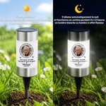 Lampe solaire de jardin personnalisée avec nom et date - Cadeau commémoratif pour la famille
