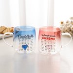 Personalised Gradient Crossword Puzzle Art Heart Glass Mug with 1-8 Names Daily Use Birthday Gift for Grandmother
