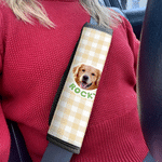 Personalized Cute Pet Photo Waterproof Seat Belt Cover Set of 2 with Name Car Accessory Pet Party Birthday Gift for Pet Lovers Car Owners