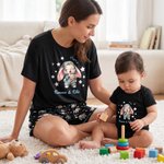 Personalised Cartoon Animal Mom Baby Comfortable Baby Bodysuit Adult Pyjama Set with Names Daily Wear Mother's Day Baby Shower Gift for Baby Mom