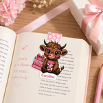 Personalised Highland Cow Magnetic Bookmark Clip with Name Birthday Holiday Gift for Bookworms Reading Lovers