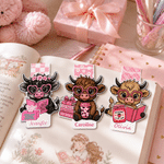 Personalised Highland Cow Magnetic Bookmark Clip with Name Birthday Holiday Gift for Bookworms Reading Lovers