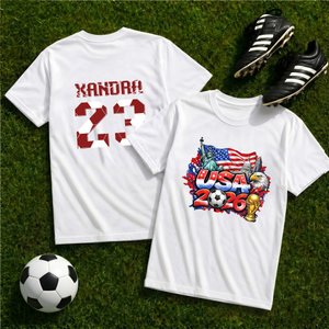 Personalized Colourful Splash Ink World Cup National Pattern 100% Cotton T-shirt with Name and Number Game Day World Cup Gift for Soccer Fans