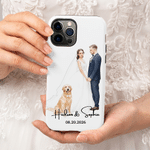 Personalized Watercolor Wedding Photo Phone Case for iPhone Samsung with Names and Date Wedding Bridal Party Anniversary Gift for Couple Newlywed