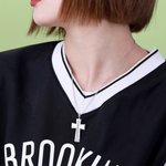 Engraved Cross Football Number Necklace