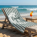 Personalized Surfer Figure Striped Quick Dry Oversized Beach Towel with Name Travel Use Birthday Beach Party Gift for Surfing Lovers Couple