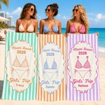 Personalizado Multicolor Bikini raya suave toalla de playa de secado rápido con la ubicación Año Texto Nombre y Dibujo Mochila Fiesta en la playa Cumpleaños Regalo para las mujeres