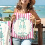Personalizado Multicolor Bikini raya suave toalla de playa de secado rápido con la ubicación Año Texto Nombre y Dibujo Mochila Fiesta en la playa Cumpleaños Regalo para las mujeres
