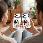 Personalized Watercolor Wedding Photo Phone Case for iPhone Samsung with Names and Date Wedding Bridal Party Anniversary Gift for Couple Newlywed