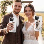 Personalized Watercolor Wedding Photo Phone Case for iPhone Samsung with Names and Date Wedding Bridal Party Anniversary Gift for Couple Newlywed