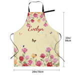 Personalised Multicolour Birth Flower Butterfly Adjustable Apron with Name Daily Use Birthday Gift for Mom Gardener Baking Enthusiast