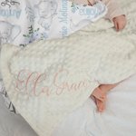 Personalisierte Niedliche Blume Elefant Baby Kuscheldecke mit Initiale und Namensstickerei Geburtstag Babyparty Geschenk für Jungen Mädchen