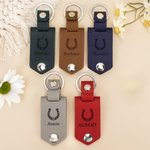 Personalized Horseshoe Horse Photo Multicolor PU Leather Keychain with Engraved Text and Name Birthday Anniversary Gift for Horse Owner Lover