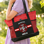 Personalised Firefighting Theme Large Capacity Oxford Tote Bag with Name Birthday Anniversary Gift for Firefighters Family