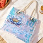 Personalizada Nacimiento Flor Neón Láser Transparente Bolsa Tote con Nombre Cumpleaños Verano Fiesta de Vacaciones Regalo para Mujer