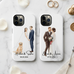 Personalized Watercolor Wedding Photo Phone Case for iPhone Samsung with Names and Date Wedding Bridal Party Anniversary Gift for Couple Newlywed