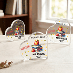Gepersonaliseerde leraar thema ontwerp hartvormige acryl Plaquette met naam Desk Decor leraar Waardering Gift voor leraar