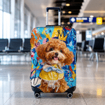 Personalised Graffiti Oil Painting Style Pet Photo Luggage Cover with Name Fits 18-32 Inches Suitcase Travel Accessory Birthday Gift for Travel Lover