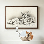 Ritratto personalizzato dell'animale domestico Foto Schizzo Stampa su tela Arte da parete Soggiorno Home Decor Nave da USA Regalo di compleanno in memoria per gli amanti degli animali domestici