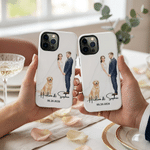 Personalized Watercolor Wedding Photo Phone Case for iPhone Samsung with Names and Date Wedding Bridal Party Anniversary Gift for Couple Newlywed