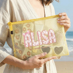 Personalised Multicolour Floral Name Transparent Beach Bag with Name Swimming Pool Use Summer Holiday Bride Party Gift for Bridesmaid Girl