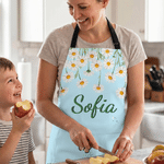 Personalised Multicolour Birth Flower Butterfly Adjustable Apron with Name Daily Use Birthday Gift for Mom Gardener Baking Enthusiast