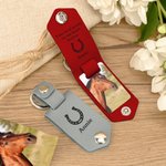 Personalized Horseshoe Horse Photo Multicolor PU Leather Keychain with Engraved Text and Name Birthday Anniversary Gift for Horse Owner Lover
