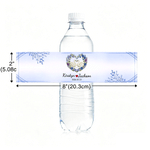 Personalised Heart-Shaped Swan Water Bottle Label Sticker with Birth Flower Set of 20 Engagement Bridal Shower Party Gift for Couple