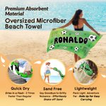 Toalla de playa personalizada de secado rápido con nombre y temática de fútbol Regalo de viaje para fiesta en la playa para niños amantes del fútbol