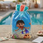 Personalized Cute 3D Diving Character Sea Animal  Drawstring Beach Backpack with Name Beach Party Birthday Gift for Kids Adults