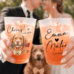 Personalisierte Aquarell Stil Haustier Foto gefrostet Food-Grade-Plastik-Tassen mit Namen Satz von 10 täglichen Gebrauch Hochzeit Party Geschenk für Gäste Newlyweds