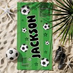 Toalla de playa personalizada de secado rápido con nombre y temática de fútbol Regalo de viaje para fiesta en la playa para niños amantes del fútbol