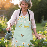 Personalised Multicolour Birth Flower Butterfly Adjustable Apron with Name Daily Use Birthday Gift for Mom Gardener Baking Enthusiast