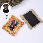 Personalized Pet Photo Vintage Oil Painting Resin Fridge Magnet with Name Daily Use Birthday Housewarming Pet Memorial Gift for Pet Owner Friend
