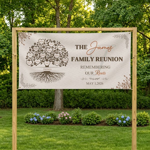 Gepersonaliseerde Family Tree Design Family Reunion Banner met Naam en Datum Party Decor Familiebijeenkomst Cadeau voor Family Party Planner