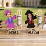 Porte-monnaie en bois personnalisé avec nom Cadeau de fin d'études pour diplômés