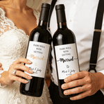Personalized Heart Rings Waterproof Wine Stickers Labels with Name and Date Engagement Wedding Anniversary Gift for Couple Brides Grooms