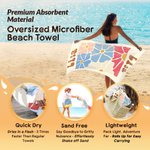 Personalized Multicolor Floral Quick Dry Oversized Beach Towel with Name Travel Essentials Birthday Summer Vacation Party Gift for Women