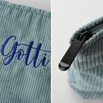 Personalized Multicolor  Embroidered Name Corduroy Makeup Bag Daily Use Travel Essential Wedding Anniversary Gift for Her