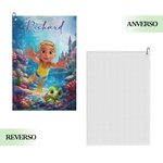 Toalla personalizada de nido de abeja con mosquetón con personaje animado 3D y nombre regalo de cumpleaños y playa para niños y adultos