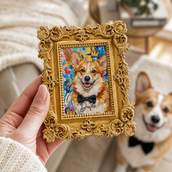 Henkilökohtainen Pet Photo Vintage öljymaalaus Hartsi Jääkaappi Magneetti nimi Päivittäinen käyttö Syntymäpäivä Housewarming Pet Memorial lahja lemmikkieläinten omistaja ystävä