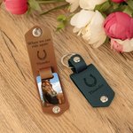 Personalized Horseshoe Horse Photo Multicolor PU Leather Keychain with Engraved Text and Name Birthday Anniversary Gift for Horse Owner Lover