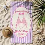 Personalizado Multicolor Bikini raya suave toalla de playa de secado rápido con la ubicación Año Texto Nombre y Dibujo Mochila Fiesta en la playa Cumpleaños Regalo para las mujeres