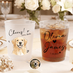 Personalisierte Aquarell Stil Haustier Foto gefrostet Food-Grade-Plastik-Tassen mit Namen Satz von 10 täglichen Gebrauch Hochzeit Party Geschenk für Gäste Newlyweds