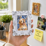 Personalized Pet Photo Vintage Oil Painting Resin Fridge Magnet with Name Daily Use Birthday Housewarming Pet Memorial Gift for Pet Owner Friend