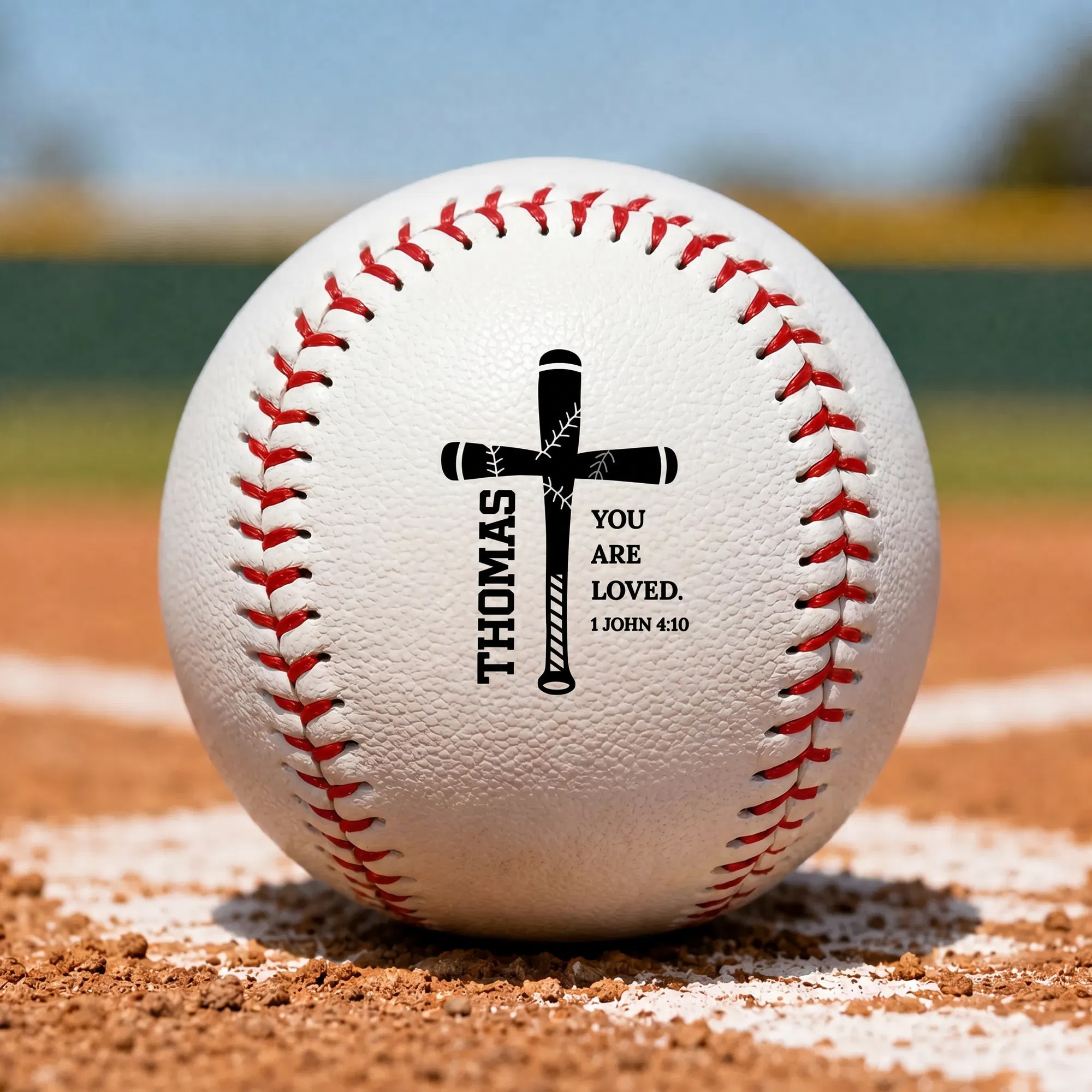 Personalisierte Kreuz Bibel Vers PU Leder Baseball mit Namen Spieltag Geburtstag Taufe Geschenk für Baseball-Spieler-Liebhaber