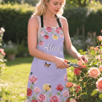 Personalised Multicolour Birth Flower Butterfly Adjustable Apron with Name Daily Use Birthday Gift for Mom Gardener Baking Enthusiast