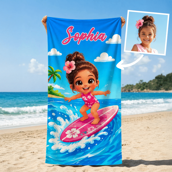 Personalized Colorful Cartoon Character Quick Drying Soft Beach Towel with Name Summer Vacation Daily Use Birthday Gift for Child