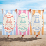 Personalizado Multicolor Bikini raya suave toalla de playa de secado rápido con la ubicación Año Texto Nombre y Dibujo Mochila Fiesta en la playa Cumpleaños Regalo para las mujeres